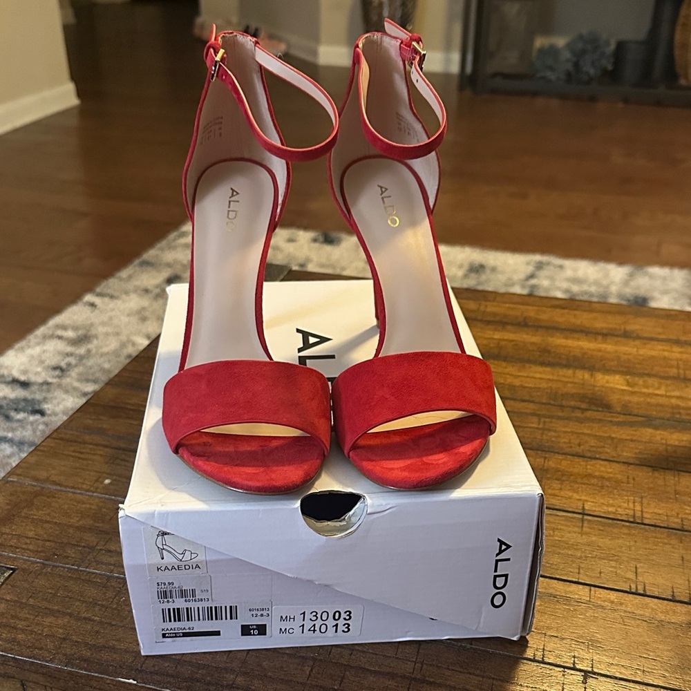 Aldo Vibrant Red Heeled Sandals